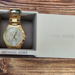 Michael Kors Gold Monogram Watch -Needs Battery